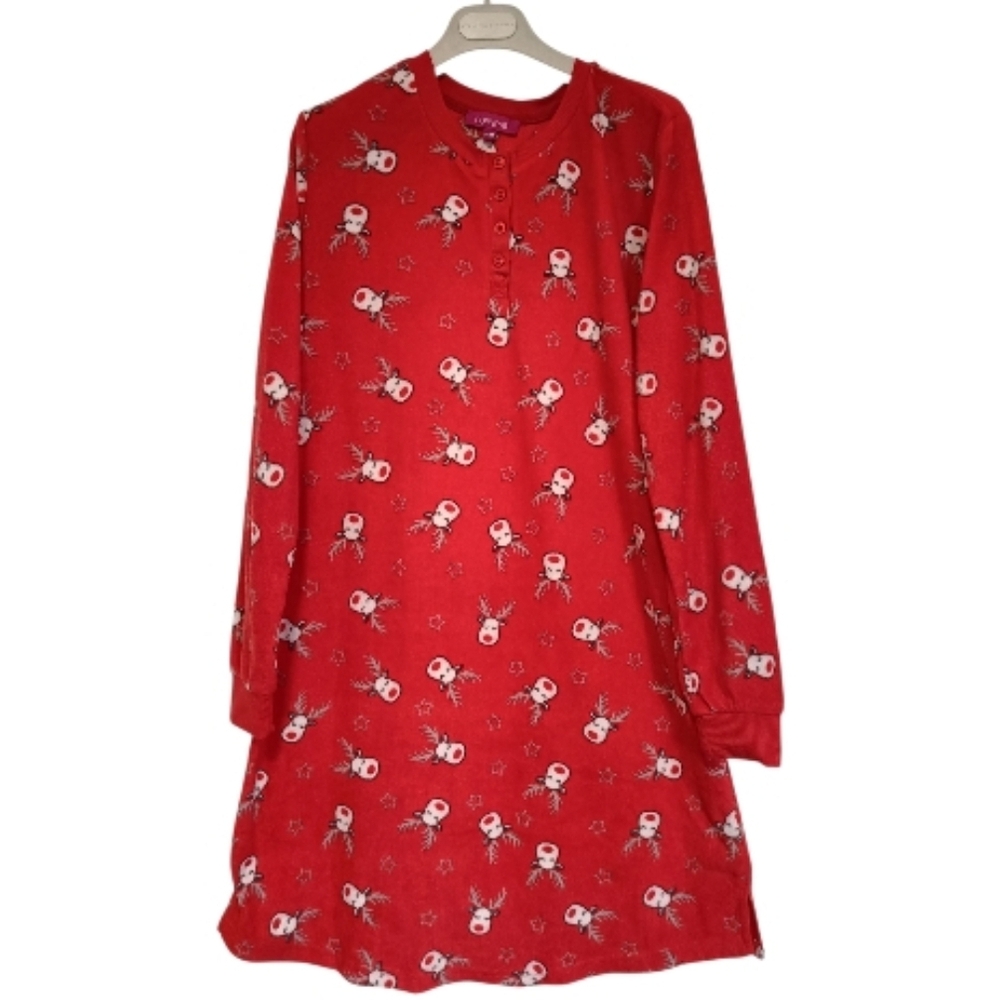 M🎄Charming Red Reindeer All Print Sleep Robe Loungewear